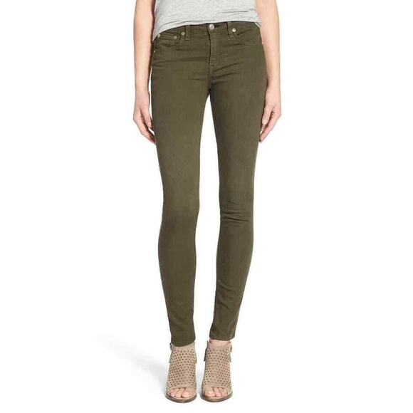 Rag & Bone Skinny Jeans Dist Army Green Stretch Denim - Picture 1 of 10